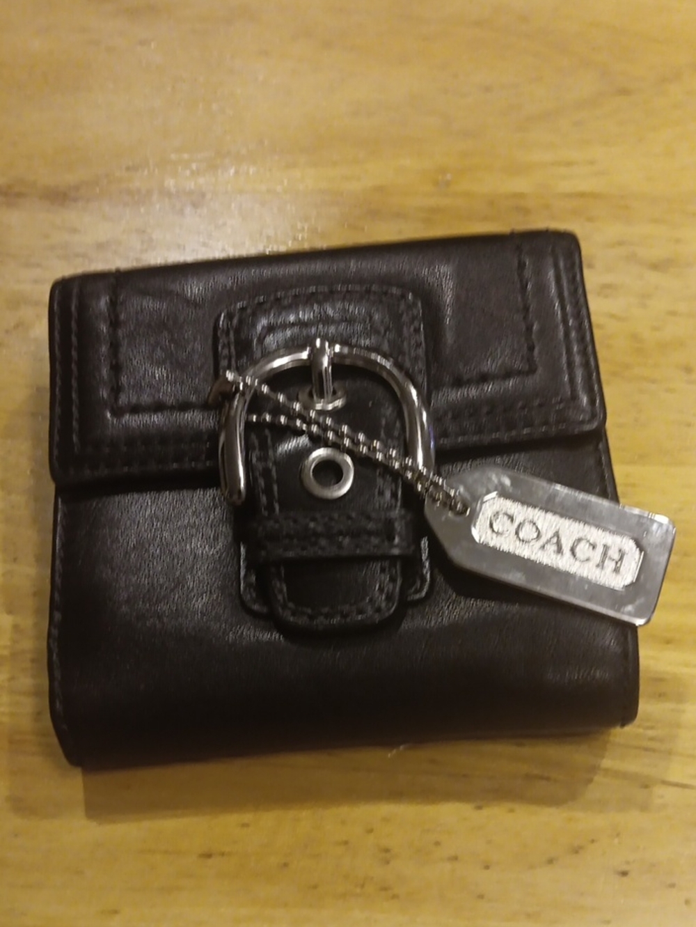 VTG Coach SoHo Black Leather Bifold Wallet Silver Buckle Y2K